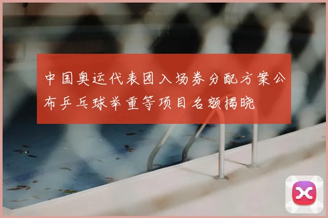 中国奥运代表团入场券分配方案公布乒乓球举重等项目名额揭晓